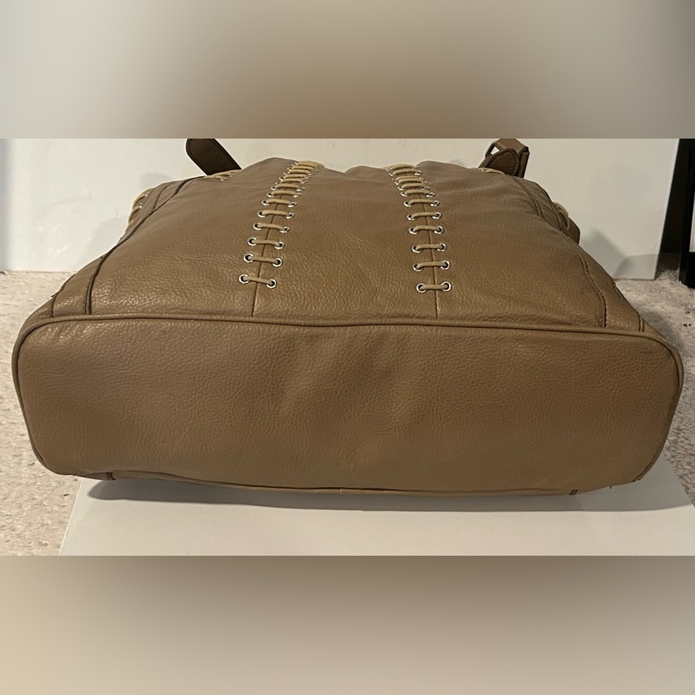 Barneys New York Brown Leather Lace-Up Tote Bag Large Slouchy Shoulder Bag Boho - Picture 13 of 16